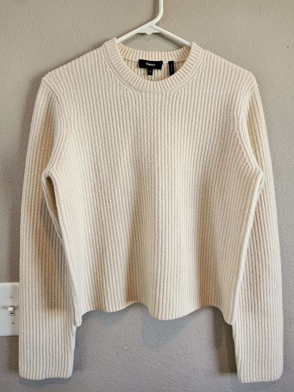 *SALE* Theory Ivory Ribbed Crewneck Sweater - Picture 10 of 13